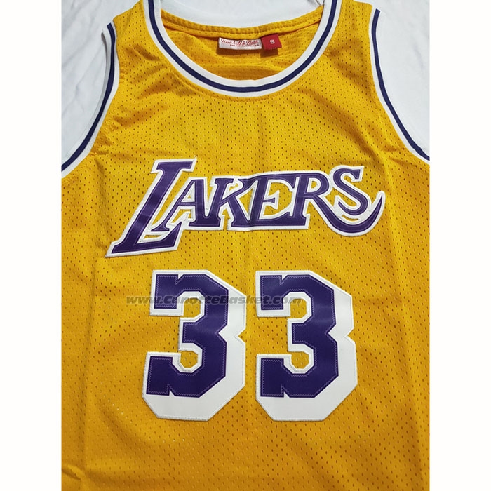 Maglia Los Angeles Lakers Kareem Abdul-jabbar NO 33 Mitchell & Ness 1984-85 Giallo